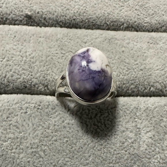 New Sterling Silver Purple Oval Morado Violet Flame Opal Ring Sz 8 Crystal - Picture 2 of 16